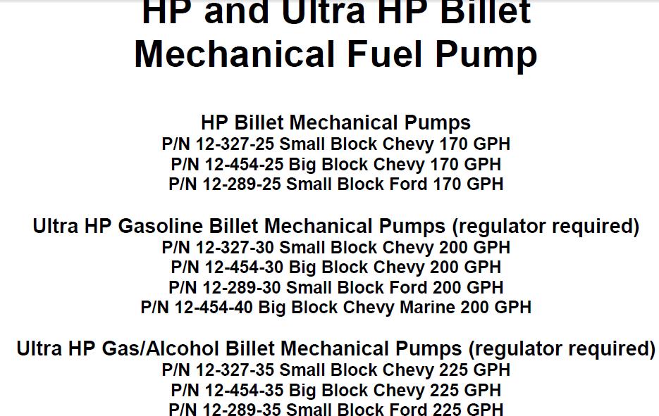 Mechanical Hp Sbf Holley 12-289-25 Fuel Pump 